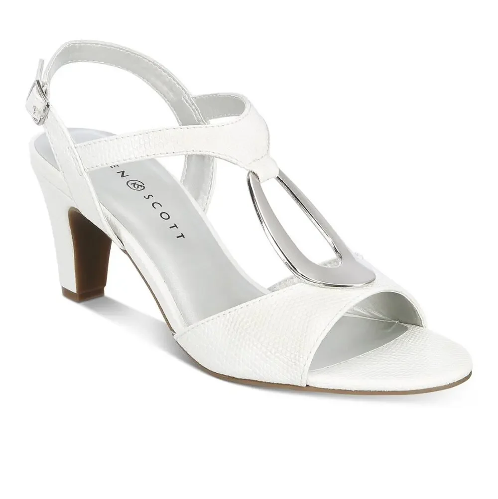 Karen Scott Women's Cushioned Danee Dress Sandals White Size 10 M
